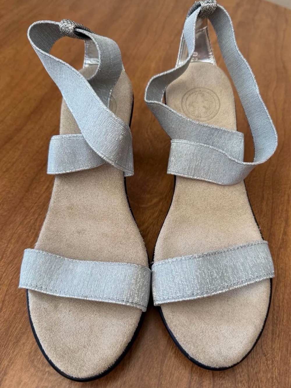 Women’s Silver Strappy Elastic Sandals